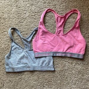 Two Calvin Klein Cotton bralettes